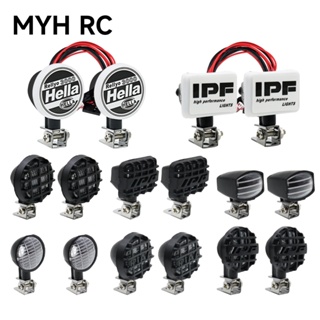 Myhrc ไฟสปอตไลท์ LED ทรงกลม พร้อมตัวยึด สําหรับรถไต่หินบังคับ 1/10 Traxxas TRX4 TRX6 Axial SCX10 III YK4082 Tamiya CC01