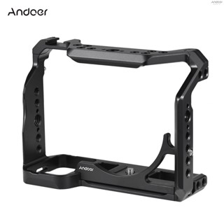 Andoer Camera Cage Aluminum Alloy Video Cage with Cold Shoe Mounts Numerous 1/4 Inch Screw Holes Replacement for  A7IV/ A7M4/ A1/ A7R4/ A7S3