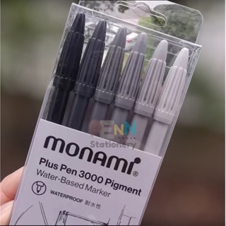 ปากกา Monami ปากกาสีน้ำ รุ่น Plus Pen 3000  Pigment #หมึกกันน้ำ เส้นคมชัด ขนาดเส้น0.4มม. (1*6สี/แพ็ค) ราคา/แพ็ค