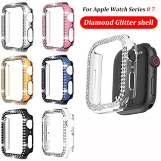 กันชนกรอบคริสตัลเพชร ไม่มีฟิล์มหน้าจอ สําหรับ Apple Watch Series 8 7 6 5 4 3 2 1 SE SE2 iWatch 45 มม. 41 มม. 44 มม. 42 มม. 40 มม. 38 มม.