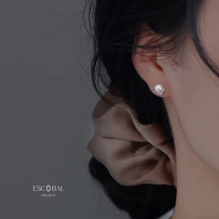 ESCOBAL ต่างหูไข่มุก Pearl V ต่างหูไข่มุก ต่างหูเงินแท้ฝังเพขร ตุ้มหูไข่มุกขาว Valentine วาเลนไทน์