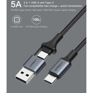 สายชาร์จมือถือ และ โน๊ตบุค Eloop S8 สายชาร์จเร็ว PD 100W 5A USB Type C to C ยาว 1.5 เมตร สายชาร์จโน๊ตบุ๊ค 2 in 1