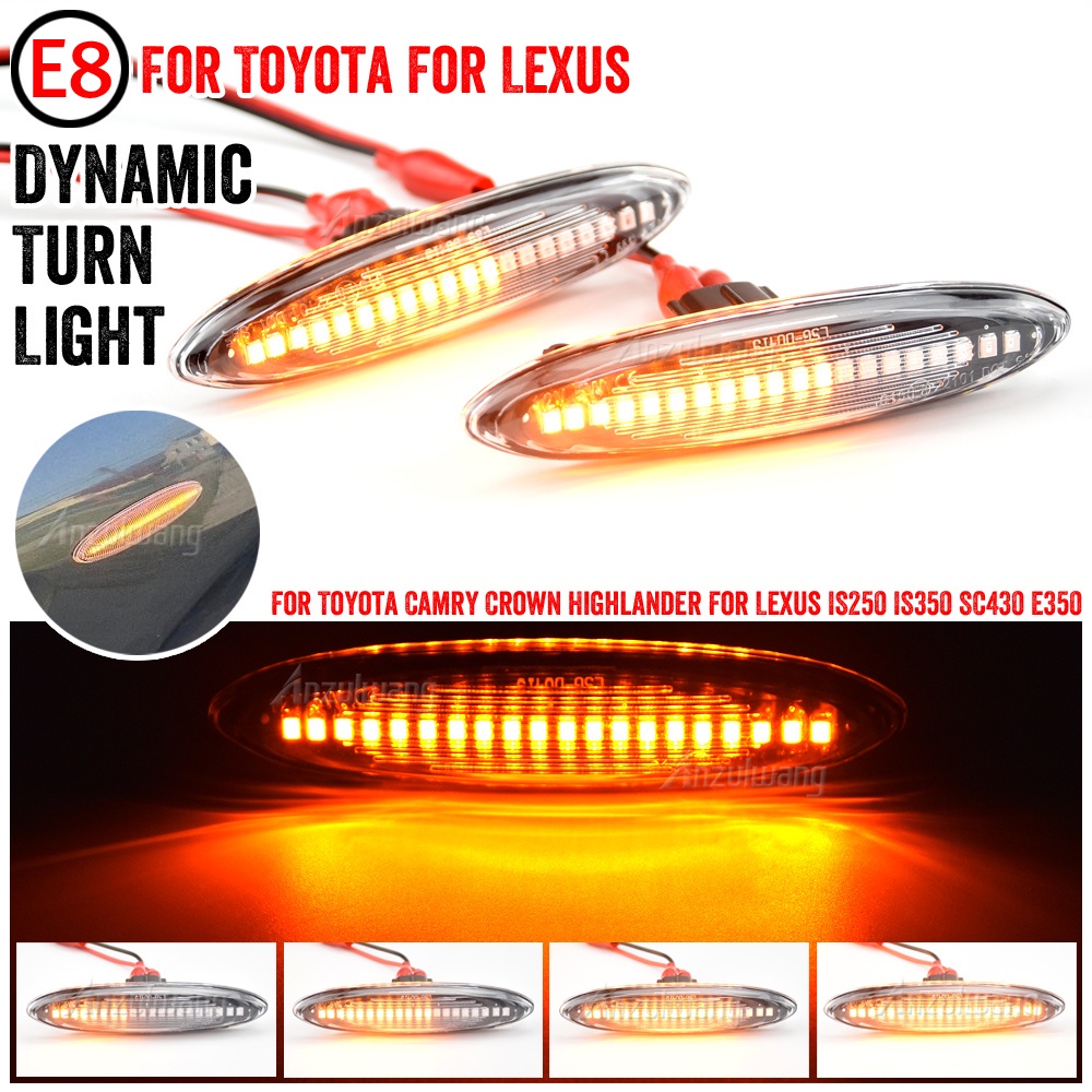 LED แบบไดนามิกด้านข้างไฟเลี้ยวไฟสัญญาณสําหรับ Lexus IS250 IS350 SC430 Toyota MARK X CROWN UZZ40 High