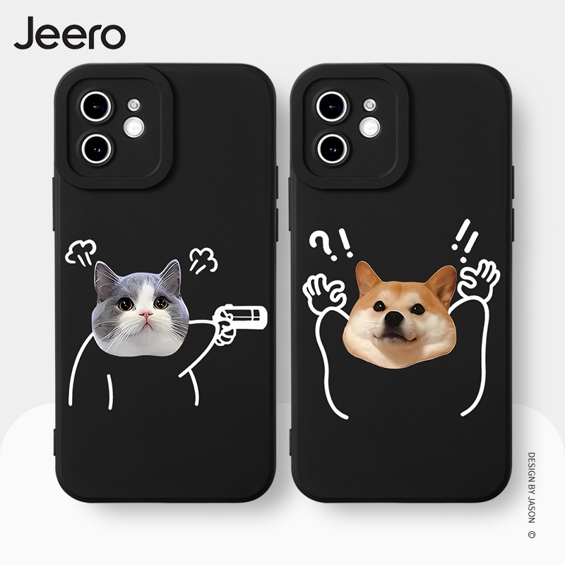 Jeero เคสคู่ เคสไอโฟน คู่รัก กันกระแทกซิลิโคนนุ่มการ์ตูนน่ารักตลก เคสโทรศัพท์ Compatible for iPhone 16 15 14 13 12 11 Pro Max SE 2020 X XR XS 8 7 Plus พลัส HFE1671