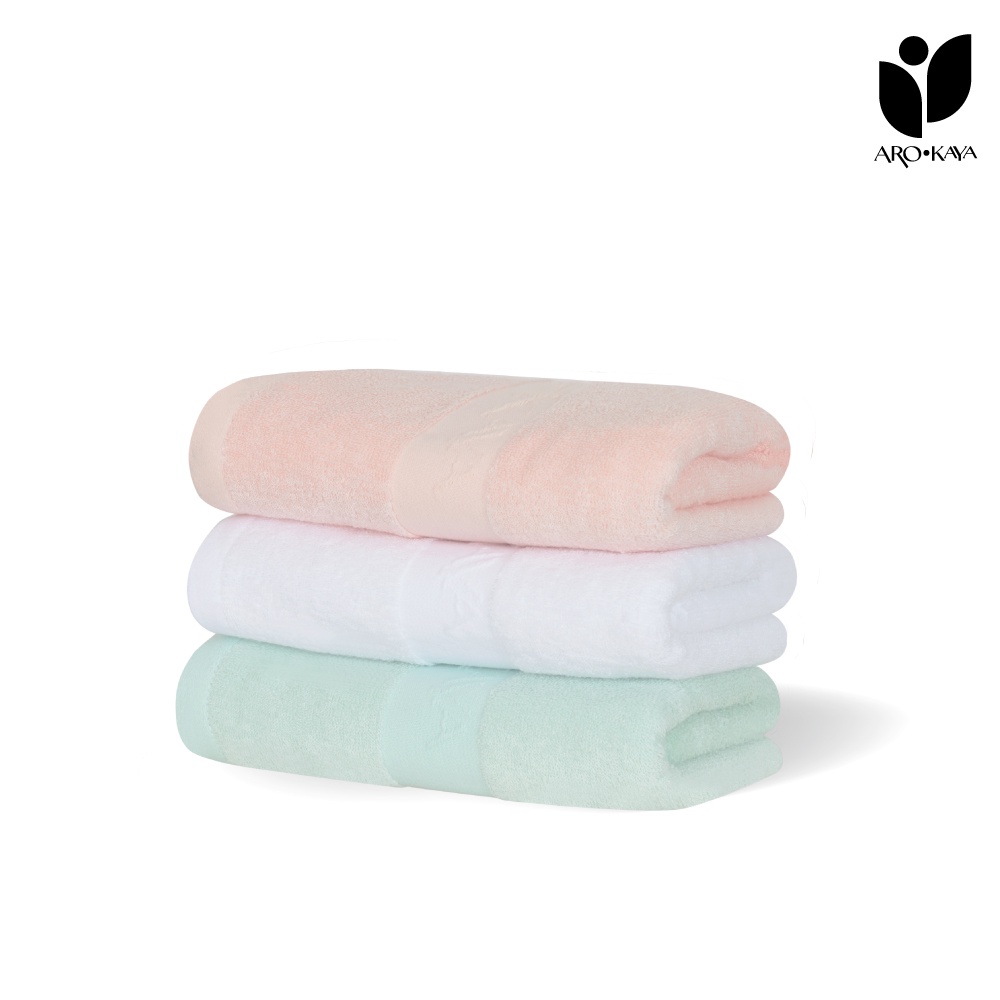 Arokaya Bamboo x Cotton Towel ขนาด 34x85 cm. / ผ้าขนหนูใยไผ่และฝ้ายธรรมชาติ / ผ้าขนหนู / ผ้าเช็ดตัว มี 3 สี รุ่น AA1503