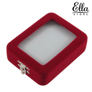 Ellastore123 กล่องกํามะหยี่ สีแดง สําหรับใส่เครื่องประดับ กําไลข้อมือ ต่างหู แหวน