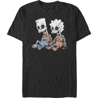 Bart And Lisa Skeletons The Simpsons T-Shirt เสื้อวินเทจชาย เสื้อคนอ้วนผญ