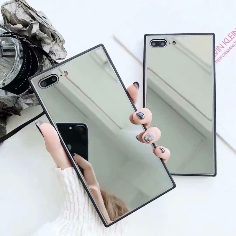 เคสโทรศัพท์มือถือ ทรงสี่เหลี่ยม พร้อมกระจกแต่งหน้า สําหรับ Iphone 13 12 11 Pro Max XS Max X XR 7 8 Plus Se 2020