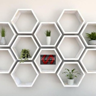 SHELV Mini Rak Kayu Hexagonal 1 Buah | Rak Bunga Heksagonal | Wooden Shelves Hexagon