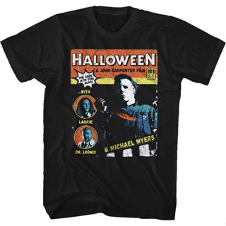 Comic Book Cover Halloween T-Shirt เสื้อขาว เสื้อขาว เสื้อคู่รัก เสื้อครอปสายฝอ