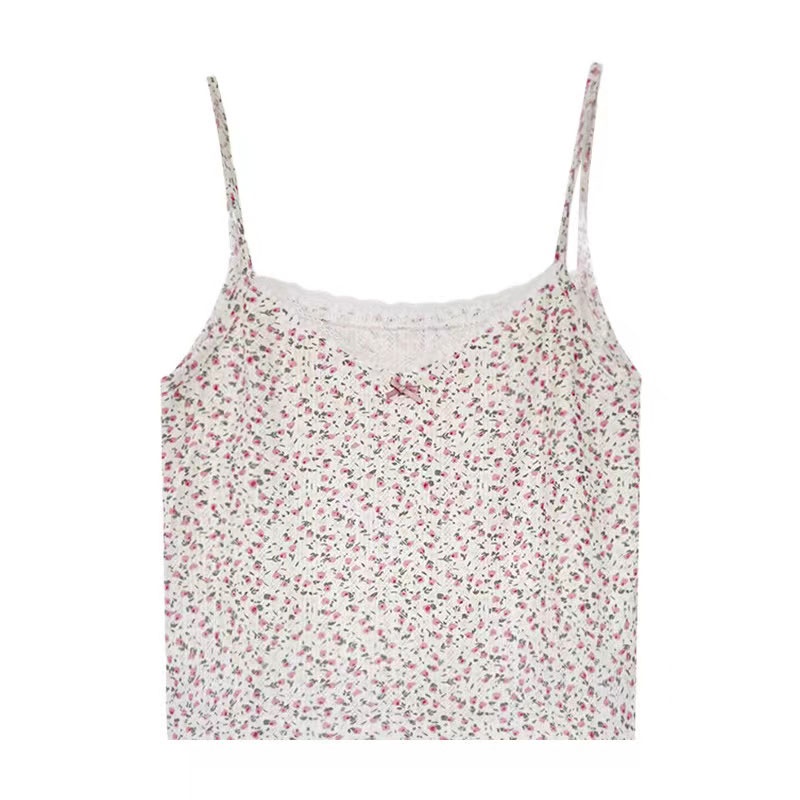 เสื้อสายเดี่ยวครอปสายเดี่ยวเเต่งโบว์