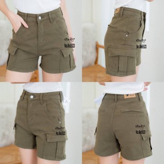 N5523# กางเกงขาสั้นเอวสูง ผ้ายืด