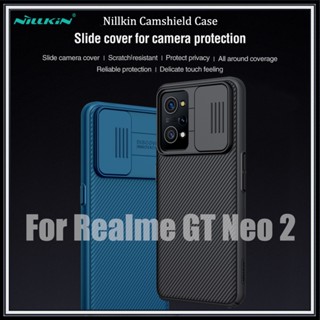 Nillkin เคสโทรศัพท์มือถือ สำหรับ Realme GT Neo 2 Case Camshield กับ แบบสไลด์ กันกล้อง PC หรูหรา สีดำ สีฟ้า แข็ง ปลอก