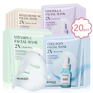 20pcs BIOAQUA Centella Collagen Face Mask VC Moisturizing Refreshing Sheet Masks Hyaluronic Acid  Facial Mask Skin Care