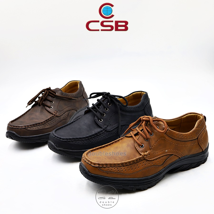 CSB รองเท้าคัชชูผู้ชาย ผูกเชือก เย็บพื้น พื้นยาง Outdoor รุ่น CM018 (สีดำ/น้ำตาล/แทน) ไซส์ 40-45