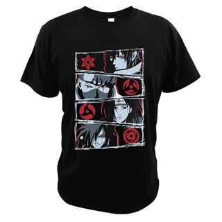 【Plus Size】เสื้อยืดคอกลม แขนห้าส่วน ผ้าฝ้าย 100% พิมพ์ลายอนิเมะนารูโตะ Uchiha Eyes ไซซ์ EU สําหรับผู้ชาย