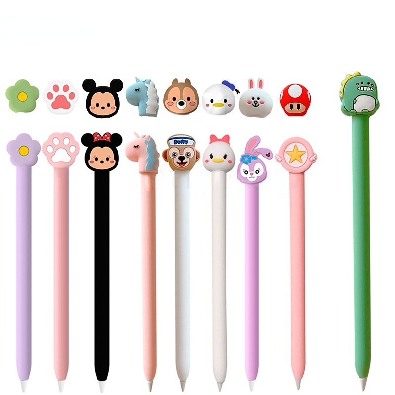 สําหรับ Apple Pencil 1 2 Gen เคสแท็บเล็ต สไตลัส บอดี้ ปลอก ซิลิโคนนิ่ม กันลื่น การ์ตูนน่ารัก ตุ๊กตา ปากกา ฝาครอบป้องกัน