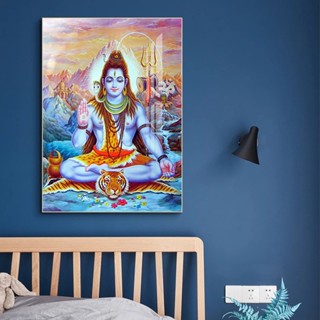 โปสเตอร์ภาพวาดผ้าใบ รูปตัวละครศาสนา Hindu God Shiva สําหรับตกแต่งบ้าน