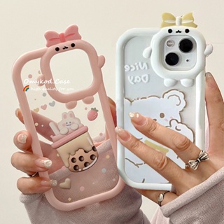 🌈Ready Stock 🏆OPPO A17 A16 A77 A15 A57 A78 A96 A76 A95 A74 A94 A93 A53 A5 A9 A92 A52 A3S A5S A7 A12 A31 Reno 4F 5F 6 Cute cartoon Bear transparent case soft Case anti-fall back cover