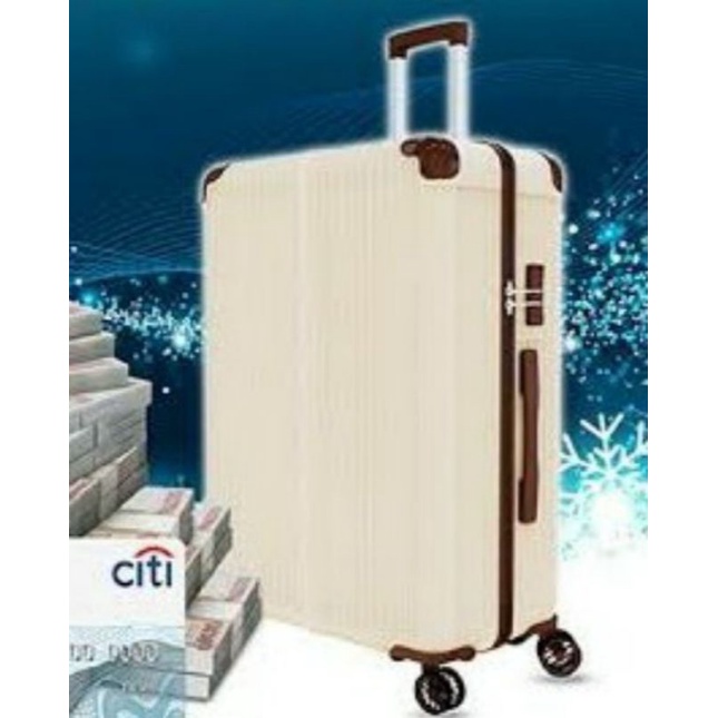 กระเป๋าเดินทางล้อลาก CAGGIONI 24นิ้ว สีขาวงาช้างตัดกับขอบสีน้ำตาล