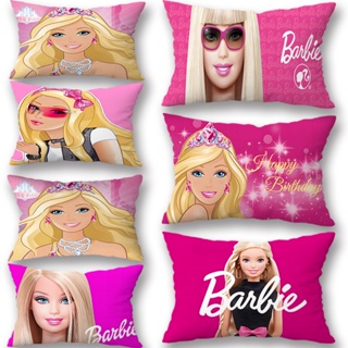 ปลอกหมอน ผ้าโพลีเอสเตอร์ ทรงสี่เหลี่ยมผืนผ้า พิมพ์ลาย Disney Princess Barbie สีชมพู สําหรับตกแต่งบ้าน โซฟา ห้องนอนเด็ก