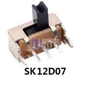 สวิทช์ เลื่อน Slide switch Toggle switch 3 ขา ขนาด 4.3x8.6mm #สวิทช์เลื่อน(3ขา,SK12D07) (1 ตัว)