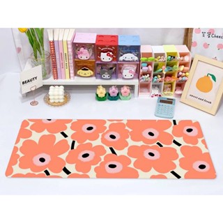 MERIMEKKO ORANGE แผ่นรอง คีย์บอร์ด รองคีย์บอร์ด ลาย ดอกไม้ สีสวย นุ่มมือ ขนาด 30 x 70 cm แผ่นหนานุ่ม มียางกันลื่น
