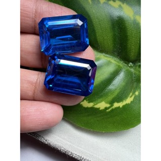 Synthetic Lab Blue Topaz Octagon 16x18- 2pcs(1set)