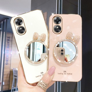 เคสมือถือ แบบนิ่ม ลายผีเสื้อ พร้อมกระจกแต่งหน้า ป้องกันเลนส์กล้อง สําหรับ OPPO A58 NFC 4G OPPOA58 4G 2023 OPPOA58NFC