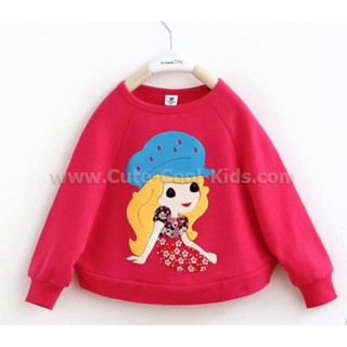 TLG-544 เสื้อแขนยาวเด็กผู้หญิง sweater สาวน้อยสีชมพูเข้ม