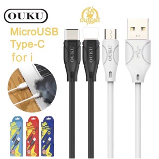 ของแท้👍🏻ใหม่! ouku x10 สายชาร์จรุ่นใหม่ 3A output ชาร์จเร็ว สายแข็งแรง สำหรับ L/Micro USB/Type C พร้อมส่ง