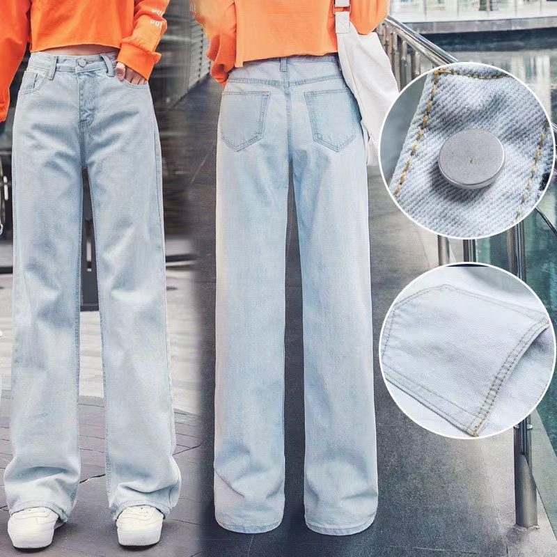 Queen-jeans ขายาวทรงบอย ผ้าด้าน เนื้อผ้ามส่สบายไม่หนา แต่งขาพับสียีนส์ฟอกอ่อน ขากระบอกเล็กกำลังสวย ค่ะ