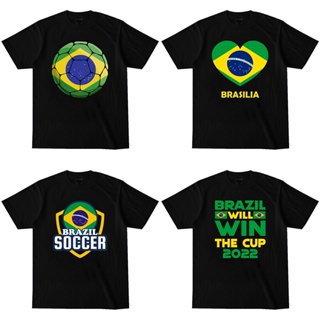 เสื้อยืดคอกลม พิมพ์ลาย Mingyuan Brazil World Cup 2022 Qatar Design 2 สีดํา สีขาว สําหรับผู้ชาย และผู้หญิง