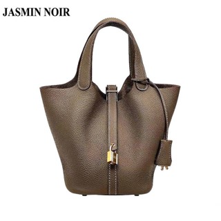 Jasmin NOIR กระเป๋าถือ กระเป๋าสะพายไหล่ หนัง PU ทรงบักเก็ต แฟชั่นสําหรับสตรี