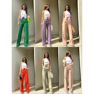 new ใหม่ Santorini two-tone tab high waist pant