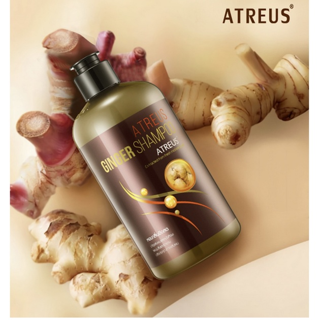 ATREUS GINGER SHAMPOO แชมพูขิง แท้100% เอเทรียส จินเจอร์ บำรุงหนังศีรษะสารสกัดจากขิง ช่วยให้หนังศรีษ