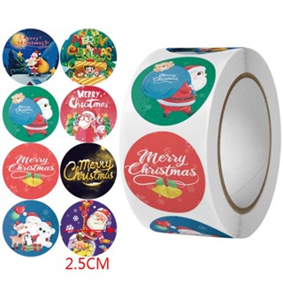 Bak 500ชิ้น / ม้วน 8 ชนิด Xmas ของขวัญป้ายชื่อสติกเกอร์กาวซีลของขวัญคริสต์มาส BA