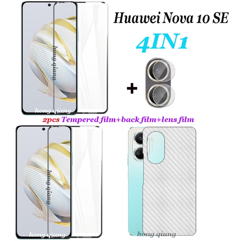 4 in 1 สําหรับ Huawei Nova 10 SE Nova 10z Nova 9SE Nova 8i Nova 7SE Nova 7i กระจกนิรภัยแบบเต็มหน้าจอ