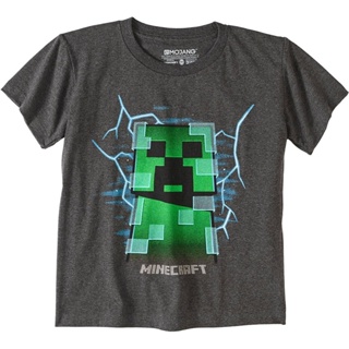 Ocdnji29idedfp14 เสื้อยืดโพลีเอสเตอร์ พิมพ์ลายกราฟฟิค Mojang Minecraft Charged Creeper สีเทาเข้ม สําหรับผู้ชาย