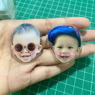 เข็มกลัดสั่งทำ เคลือบเรซิ่น ไดคัทหน้าคน สัตว์เลี้ยง