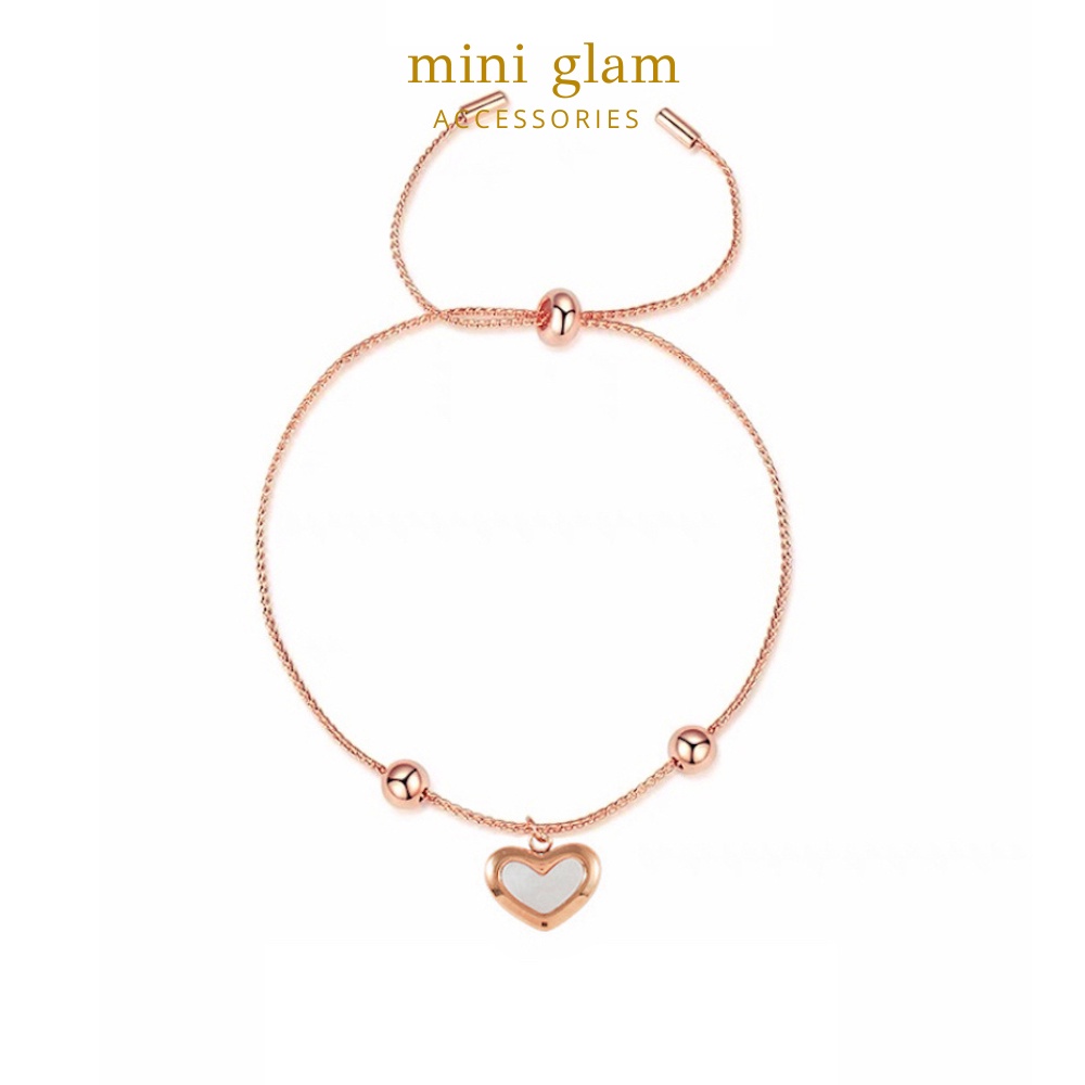 Miniglam Lovin’ Heart Rose Gold Stainless Steel Bracelet สร้อยข้อมือสเตนเลสสตีลจี้รูปหัวใจ สีโรสโกลด์