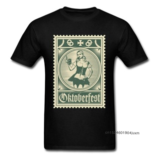 เสื้อยืดผ้าฝ้ายพิมพ์ลายขายดี เสื้อยืด พิมพ์ลาย Oktoberfest Stamp สไตล์วินเทจ สีดํา สําหรับผู้ชาย