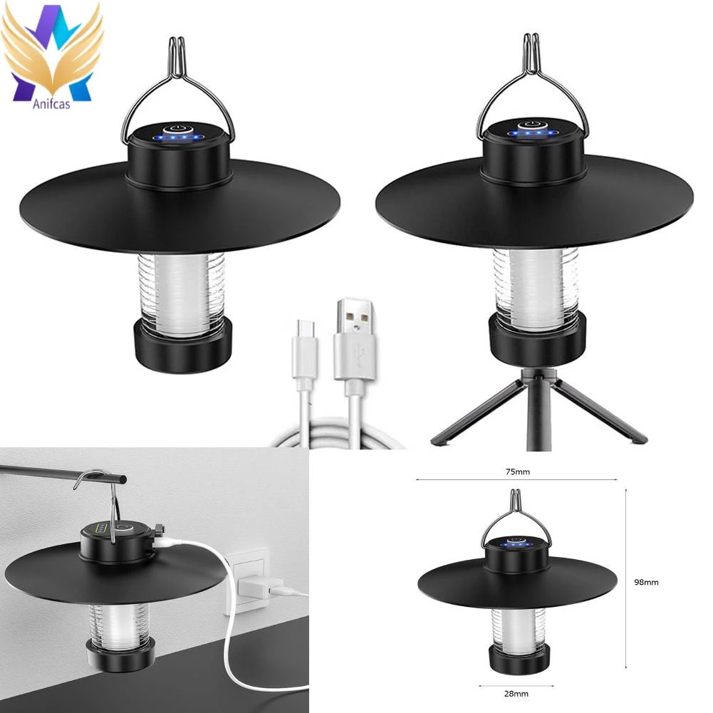 อุปกรณ์แคมป์ปิ้ง โคมไฟไฟเต็นท์ LED หรี่แสงได้ พร้อมตะขอ สําหรับตั้งแคมป์ แคมป์ปิ้งเต็นท์ Type-c ไฟแคมป์ปิ้ง ชาร์จพร้อมตะขอตั้งแคมป์โคมไฟตกแต่งสวนหรี่แสงได้น้ำหนักเบาสำหรับอุปกรณ์กลางแจ้ง