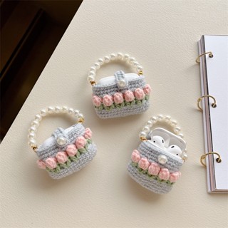 เคสหูฟังบลูทูธไร้สาย เคส Airpods เป็นที่นิยม รูปดอกทิวลิป ประดับไข่มุก แบบนิ่ม สําหรับ AirPods 1/2 AirpodsPro gen3 AirPods สไตล์เกาหลี สไตล์ญี่ปุ่น