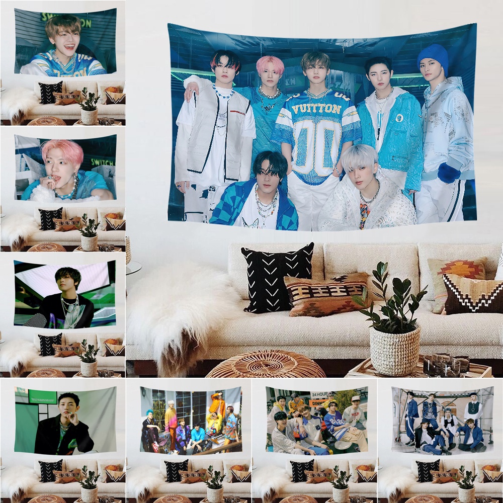 Nct Dream พรมโพลีเอสเตอร์ พร้อมคลิปมาร์ก & Renjun & Jeno & Haechan & Jaemin & Chenle & Jisung สําหรับแขวนตกแต่งผนังห้องนอน