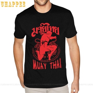 เสื้อยืดผ้าฝ้าย 100% พิมพ์ลาย Muay Thai Flying Knee Tees 1980S คุณภาพอเมริกัน หน้าร้อน สําหรับผู้ชาย