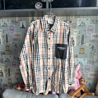 Burberry Logo Print Shirt เสื้อเชิ้ต แขนยาว BBR โลโก้หลังนูน