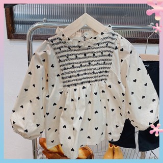 Girls shirt spring and autumn childrens 2022 new autumn love shirt girls fashionable long-sleeved doll shirt top