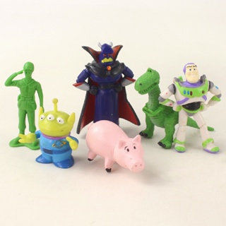 ฟิกเกอร์ Pvc อนิเมะ Toy Story Buzz Lightyear Rex the Green Dinosaur Hamm the Piggy Bank Aliens 6 ชิ้น ต่อชุด