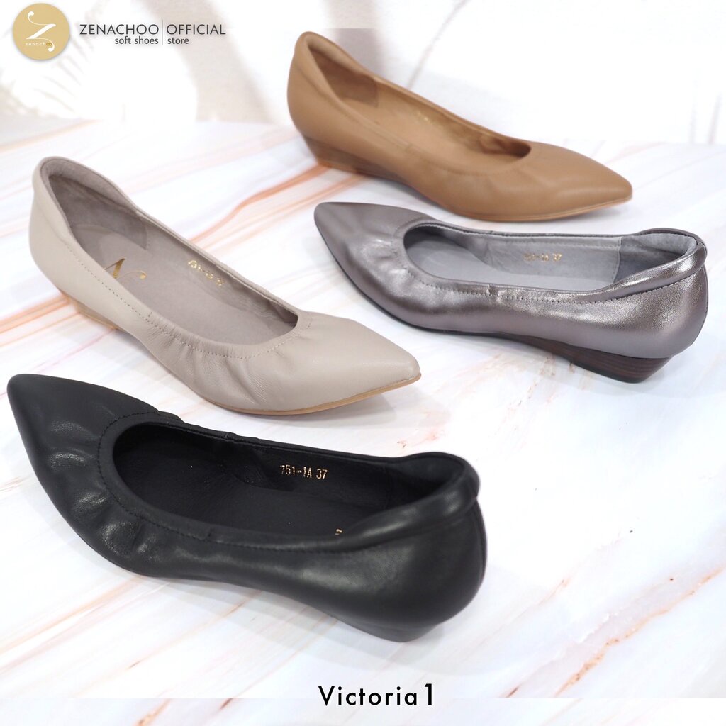 ทรงปกติ เปลี่ยนไซส์ได้ ไม่รับคืน Zenachoo Victoria1 สูง 1 นิ้ว ส้นเตารีด รองเท้าหนังแกะแท้ ทรงสวยมาก